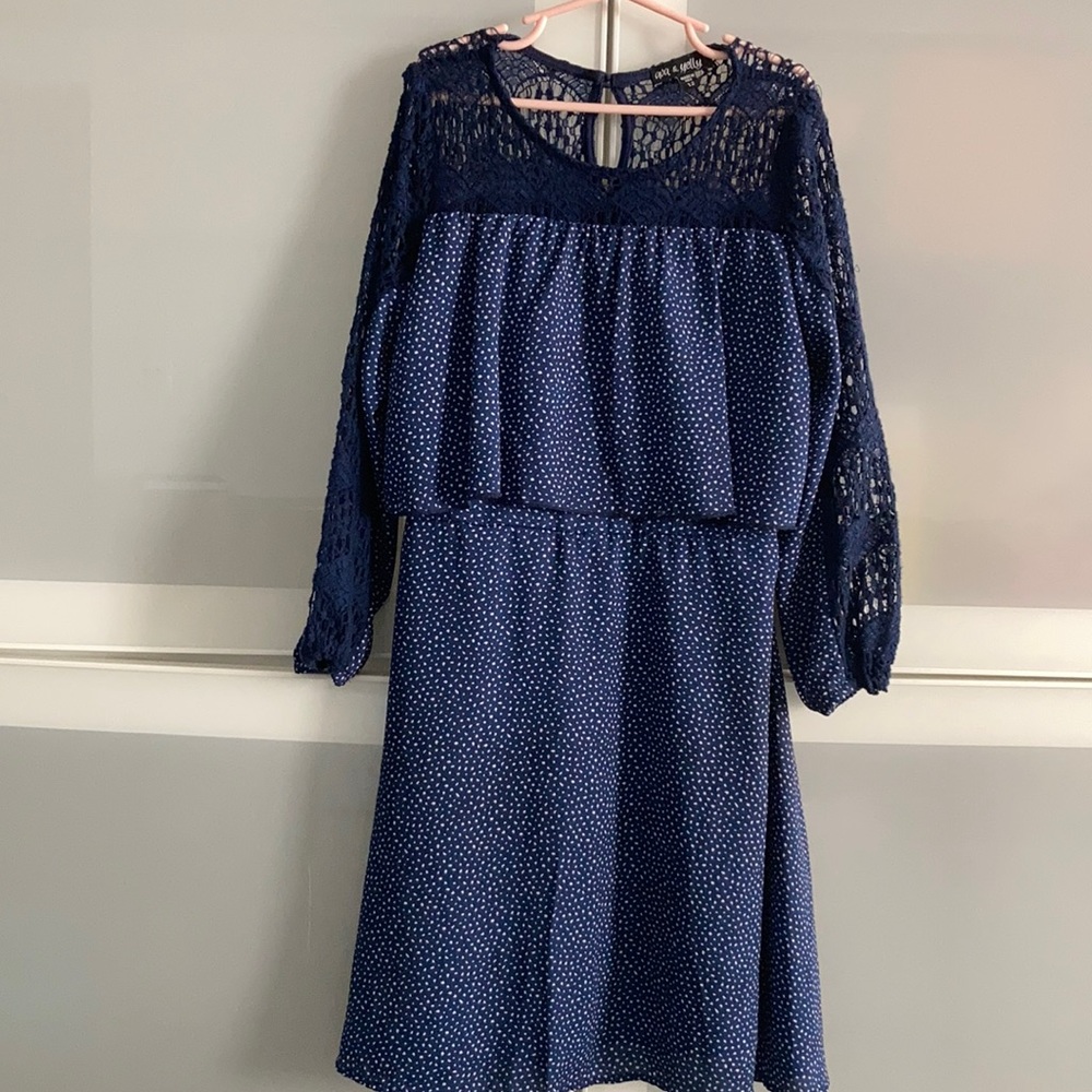 Open work beautiful summer blue dress